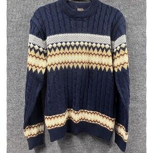 VTG 90's JC Penney Classic The Men's Shop Blue Sweater Medium Cable Knit Grandpa